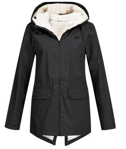 Women's weatherproof and lined rain jacket with adjustable hood collar NOVAE