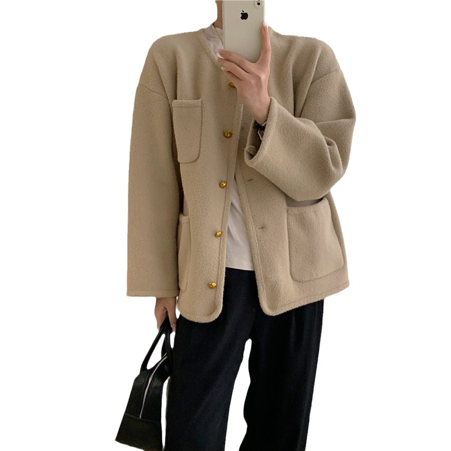 Women's soft jacket with decorative buttons and large pockets NOVAE