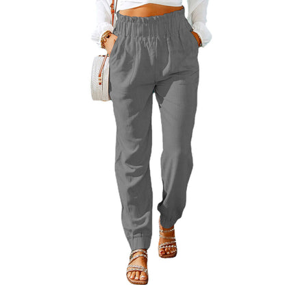 Women's casual trousers with elasticated waistband and side pockets NOVAE