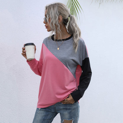 Women's sporty sweatshirt with fashionable color block design NOVAE