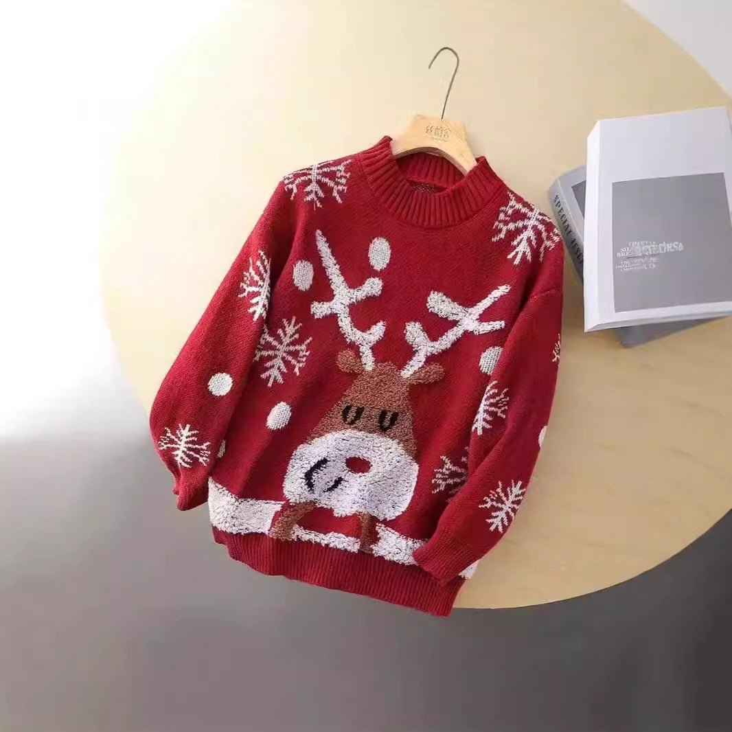 Women's festive knit sweater with reindeer motif and snowflakes NOVAE