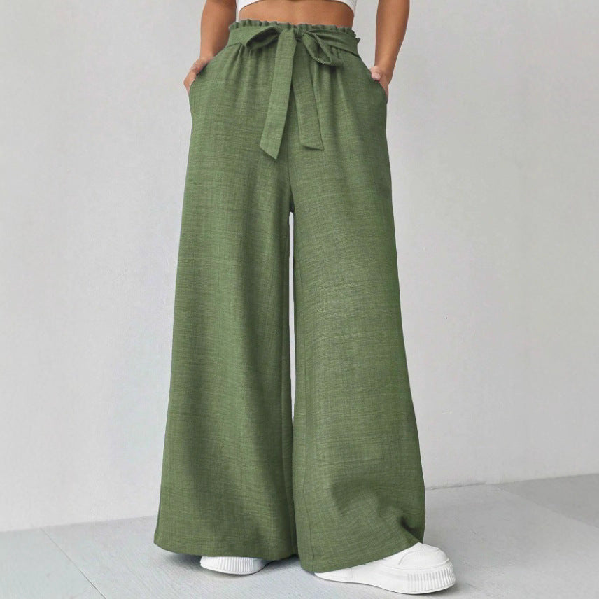 Women's wide-leg trousers with adjustable waistband NOVAE