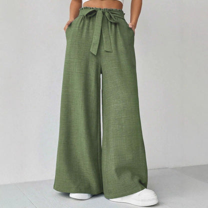 Women's wide-leg trousers with adjustable waistband NOVAE
