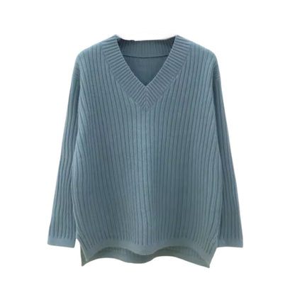 Women's V-neck knit sweater with fine ribbing and a relaxed fit NOVAE