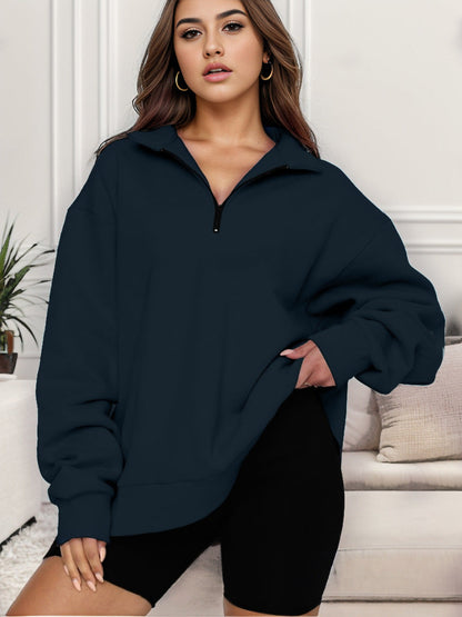 Women's Oversized Sweatshirt with Stand-Up Collar NOVAE