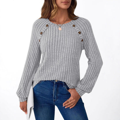 Women's knit sweater with button details and textured design NOVAE