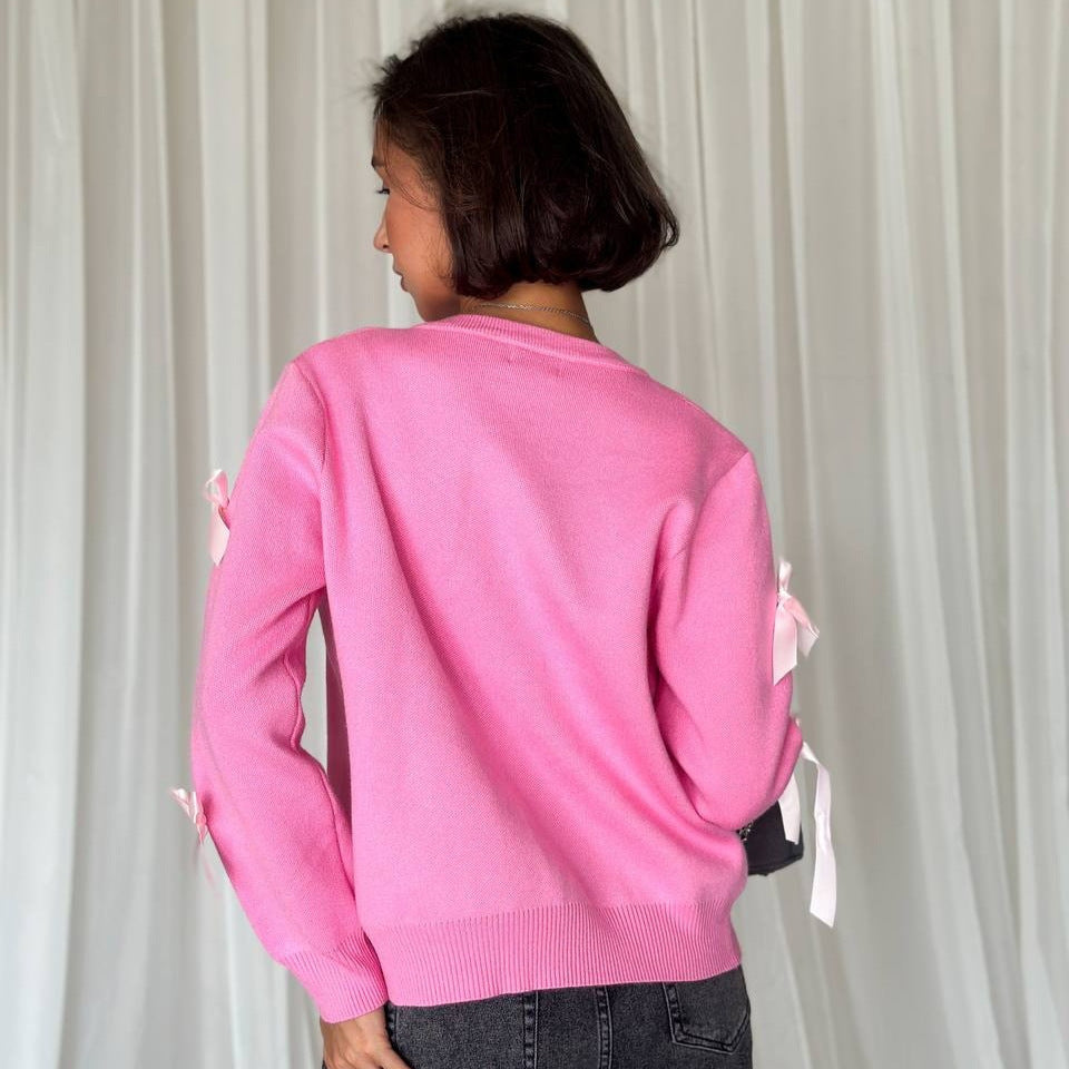 Women's elegant knit sweater with fashionable bow details NOVAE