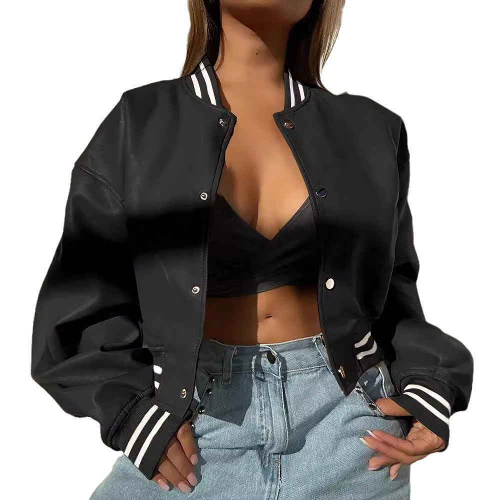 Women's sporty college jacket in a modern design with contrasting stripes NOVAE