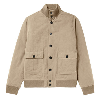 Men's elegant suede jacket with practical collar and patch pockets NOVAE