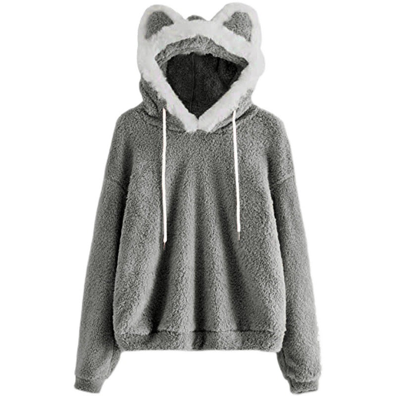 Women's Cozy Hoodie with Cat Face NOVAE