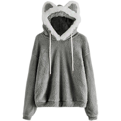 Women's Cozy Hoodie with Cat Face NOVAE
