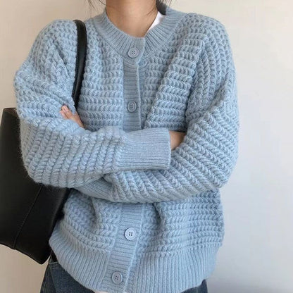 Women's chunky knit cardigan with button details and oversized cut NOVAE