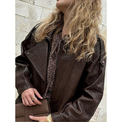 Women's trendy leather jacket in urban style NOVAE