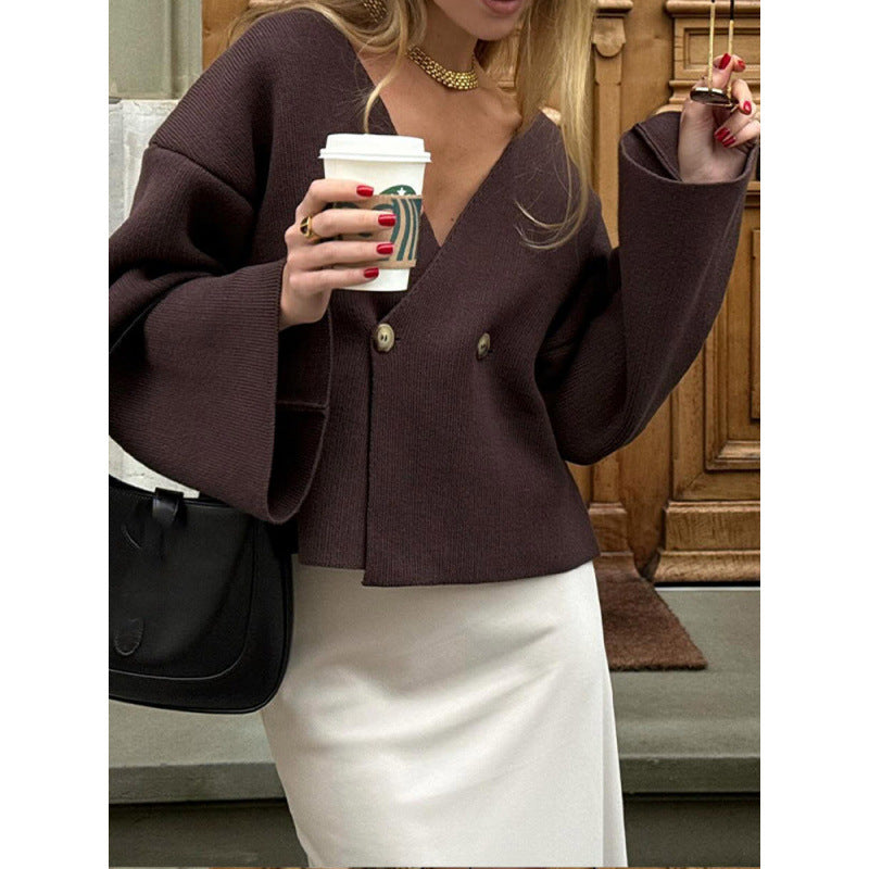 Women's fashionable wrap sweater with stylish peplum NOVAE
