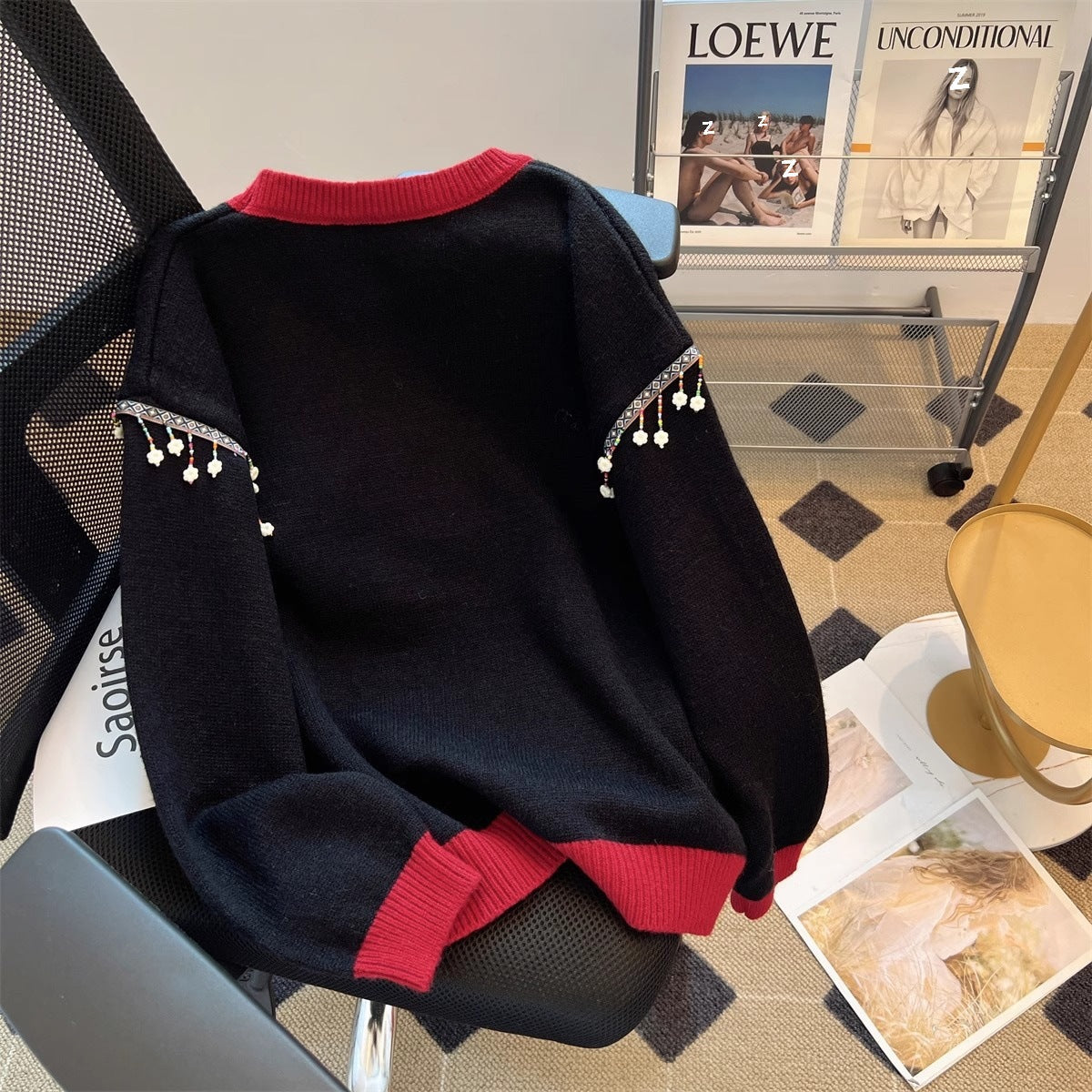 Women's festive knit sweater with Christmas tree motif and playful accents NOVAE