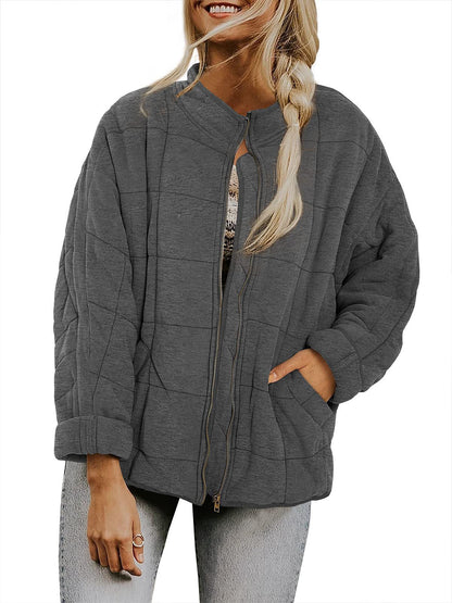 Women's quilted hooded jacket with zipper and pockets NOVAE