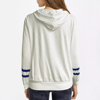 Women's hooded sweatshirt with a nautical anchor design and fine ribbed texture NOVAE