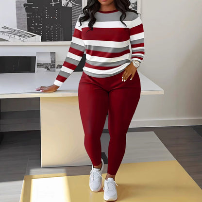 Women's sporty long-sleeved shirt with modern stripes and a comfortable fit NOVAE