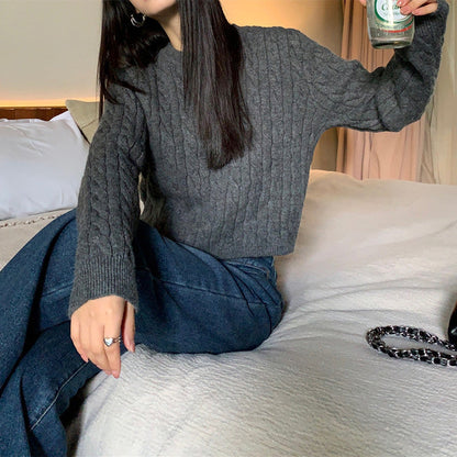 Women's chunky knit sweater with a textured pattern and relaxed fit NOVAE