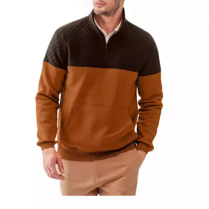 Men's fleece pullover with quilted details and high collar NOVAE