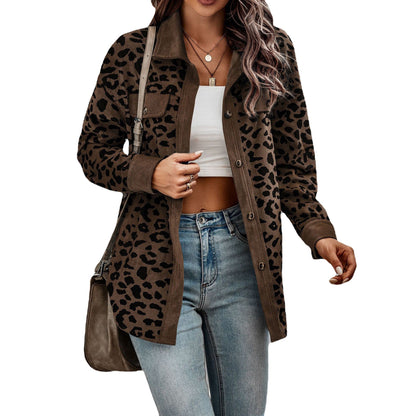 Women's Oversized Leopard Print Shirt Jacket NOVAE