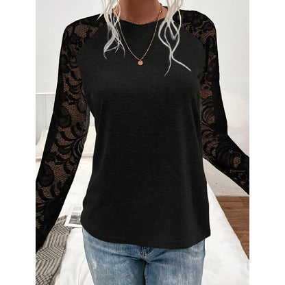 Women's long-sleeved shirt with lace sleeves and a relaxed fit NOVAE