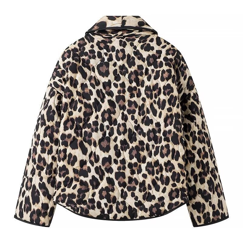 Women's fashionable jacket with animal print and pockets NOVAE