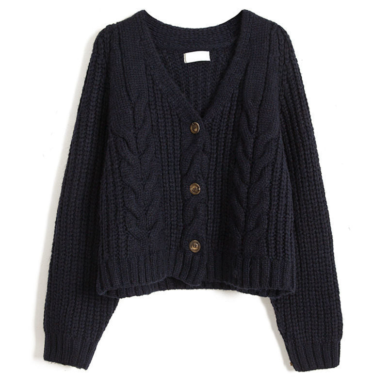 Women's cozy knitted cardigan with decorative cable pattern NOVAE