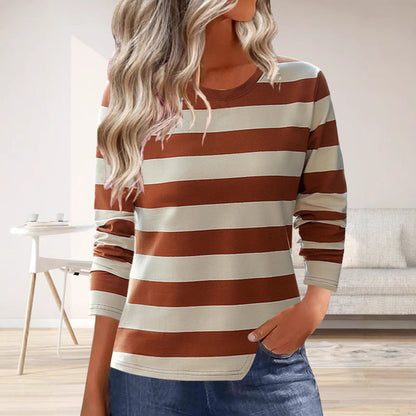 Women's long-sleeved shirt with a modern striped pattern and comfortable fit NOVAE