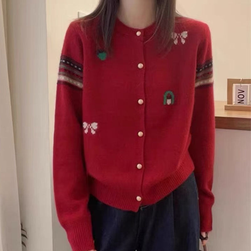 Women's cardigan with elegant appliqués and button details NOVAE