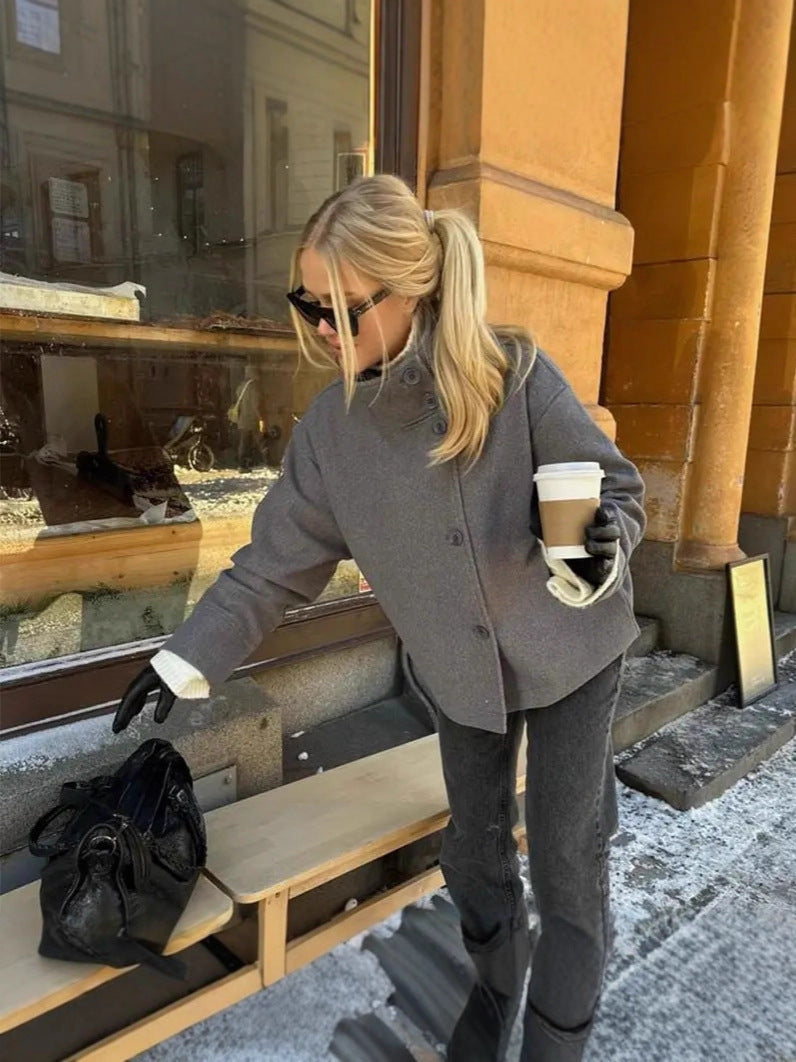 Women's modern and practical short jacket with high-closing collar NOVAE