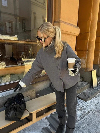 Women's modern and practical short jacket with high-closing collar NOVAE