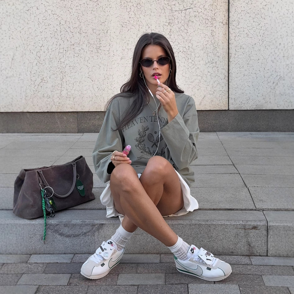 Women's casual long-sleeved shirt with creative print design NOVAE