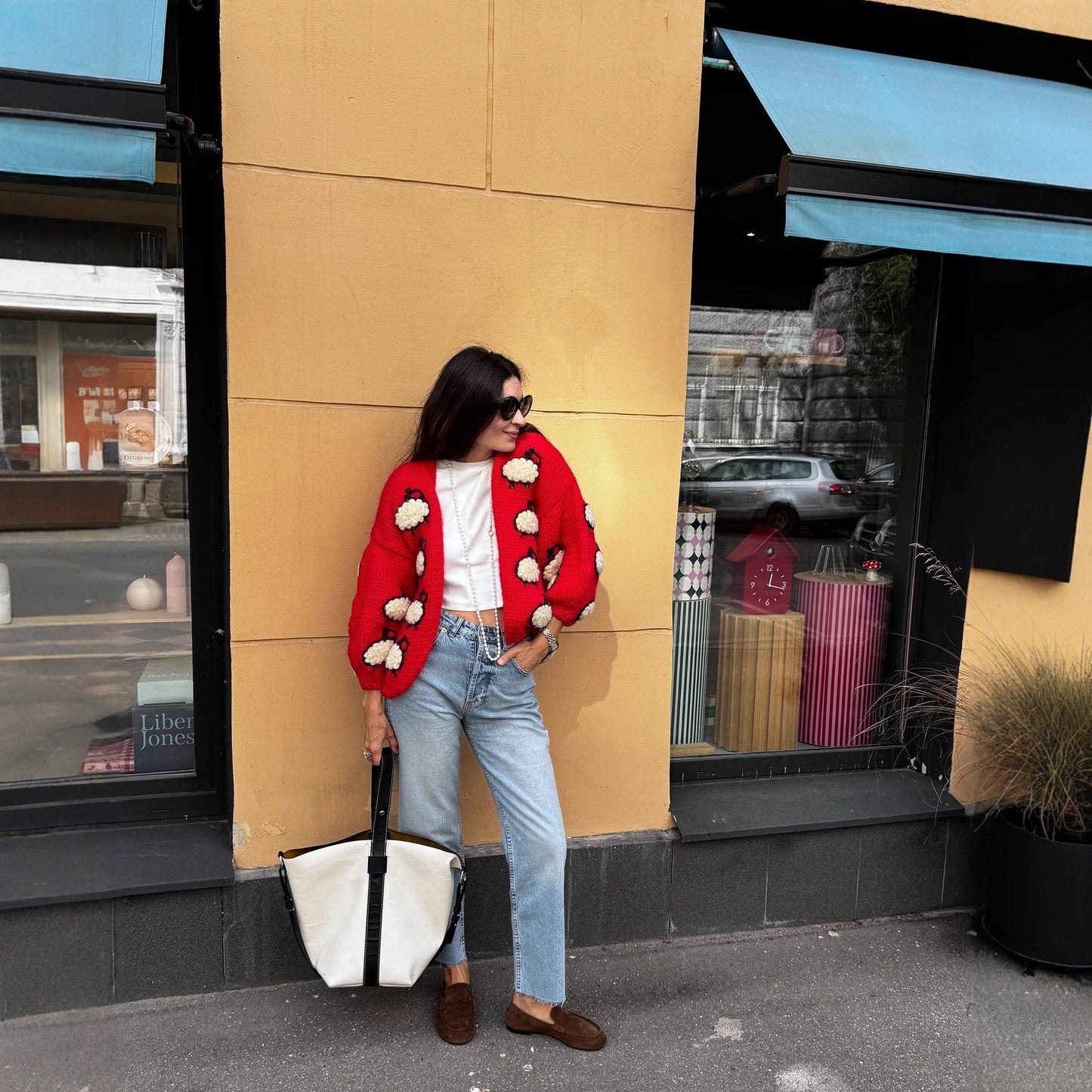 Women's cardigan with unique sheep design and casual cut NOVAE