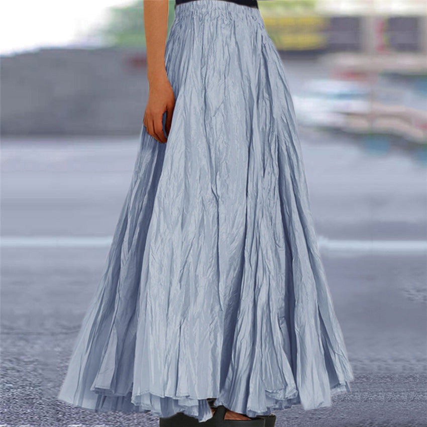 Women's long, flowing skirt with elastic waistband and modern texture NOVAE