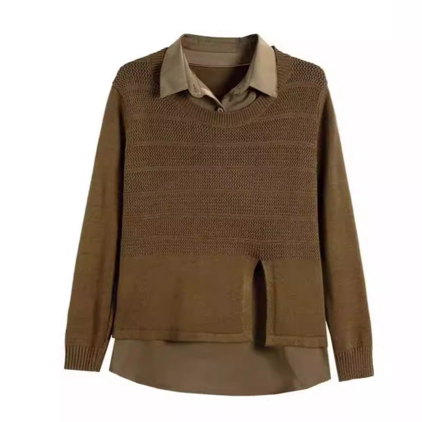 Women's Fashionable Layered Sweater with Texture NOVAE