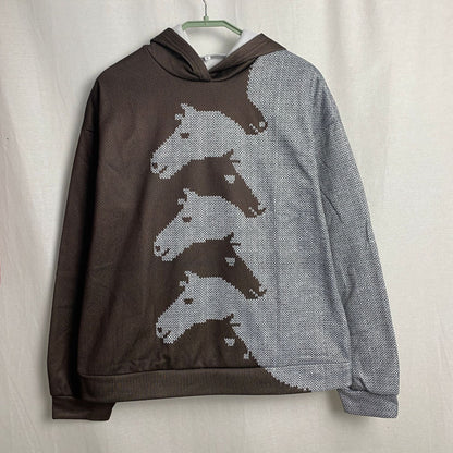Women's hoodie with creative horse pattern and comfortable fit NOVAE