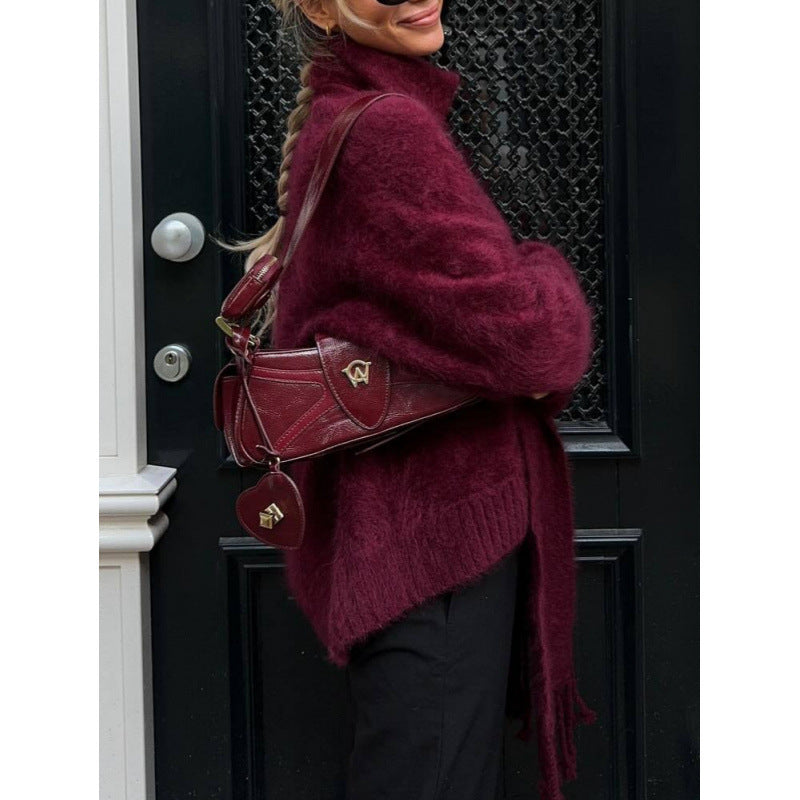 Women's cozy knit sweater with innovative cut NOVAE