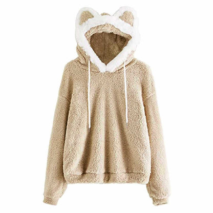 Women's Cozy Hoodie with Cat Face NOVAE