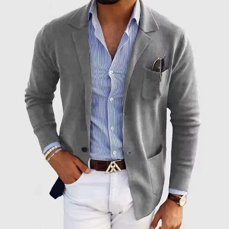 Men's elegant fine knit blazer with practical pockets NOVAE