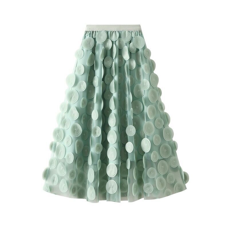 Women's Elegant Tulle Skirt with 3D Floral Appliqués NOVAE