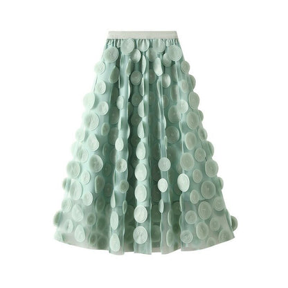 Women's Elegant Tulle Skirt with 3D Floral Appliqués NOVAE