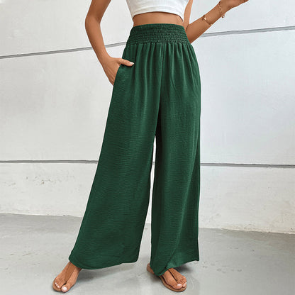 Women's wide-leg summer trousers with elasticated waistband NOVAE
