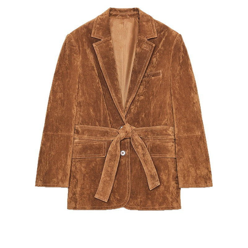 Women's velvet blazer jacket with belt and elegant fit NOVAE