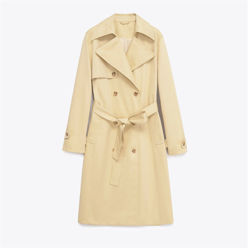 Women's classic trench coat with belt and double button placket NOVAE