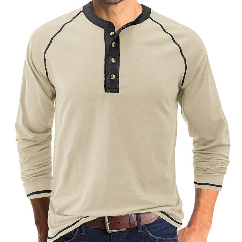 Men's long-sleeved shirt with button placket and contrasting details NOVAE