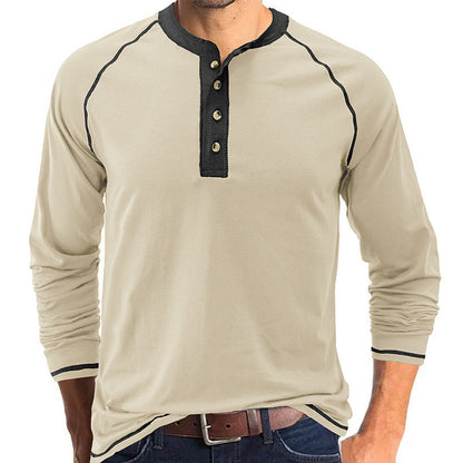 Men's long-sleeved shirt with button placket and contrasting details NOVAE