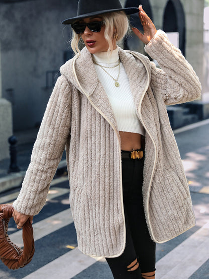 Women's Fluffy Long Jacket in a Textured Design NOVAE