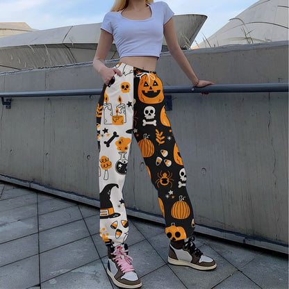 Women's Casual Printed Trousers with Autumnal Motif NOVAE