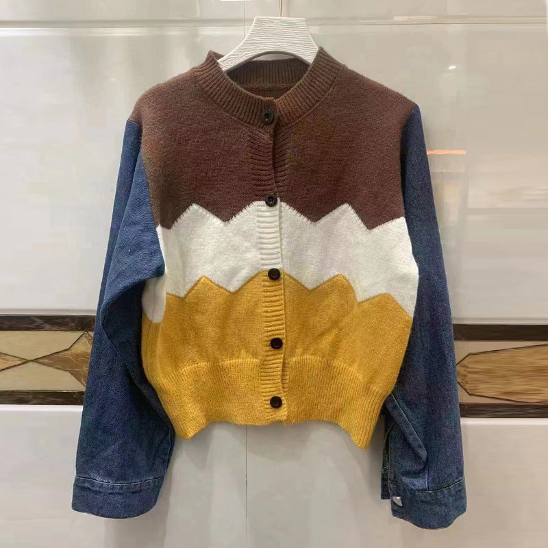 Women's trendy cardigan with modern color accents NOVAE